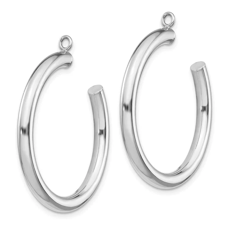 14k White Gold Polished Tube Hoop Earring Jackets