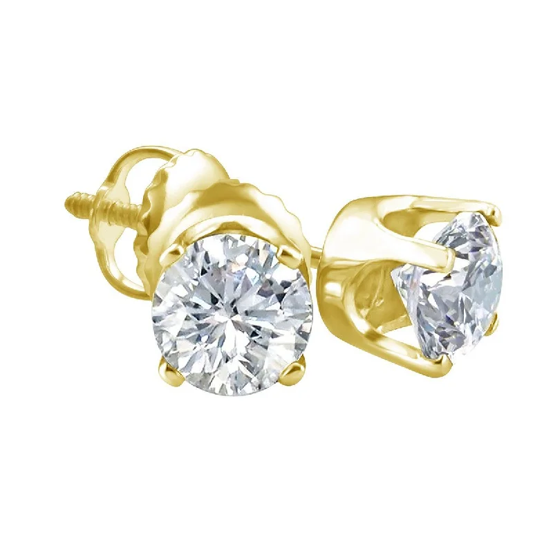 Royale 1/2 CTW Diamond Solitaire Stud Earrings in 14KT Yellow Gold