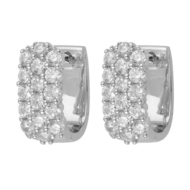 1 CTW Diamond Huggie Earrings in 14KT White Gold