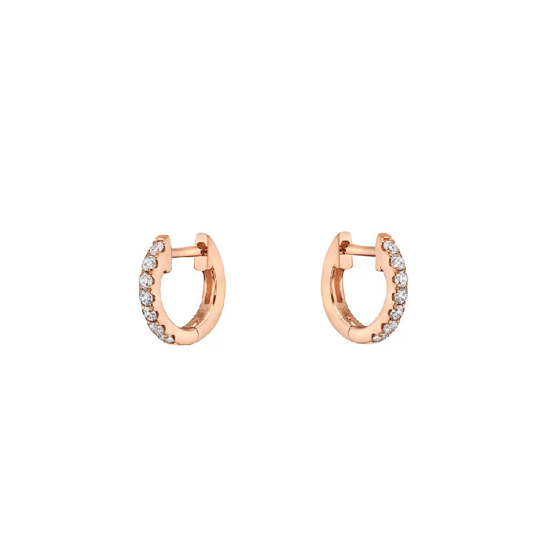 14 Karat Rosé Gold Micro huggy earrings with diamonds