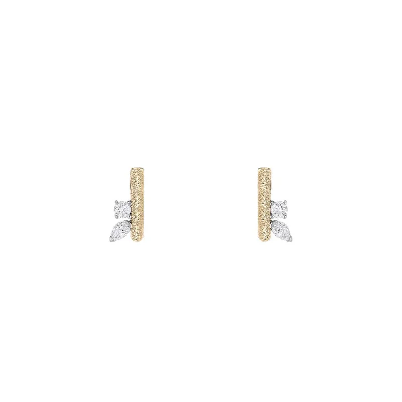 14 Karat Yellow Gold Hand Textured "Ciana" Ear Cuffs with Diamonds