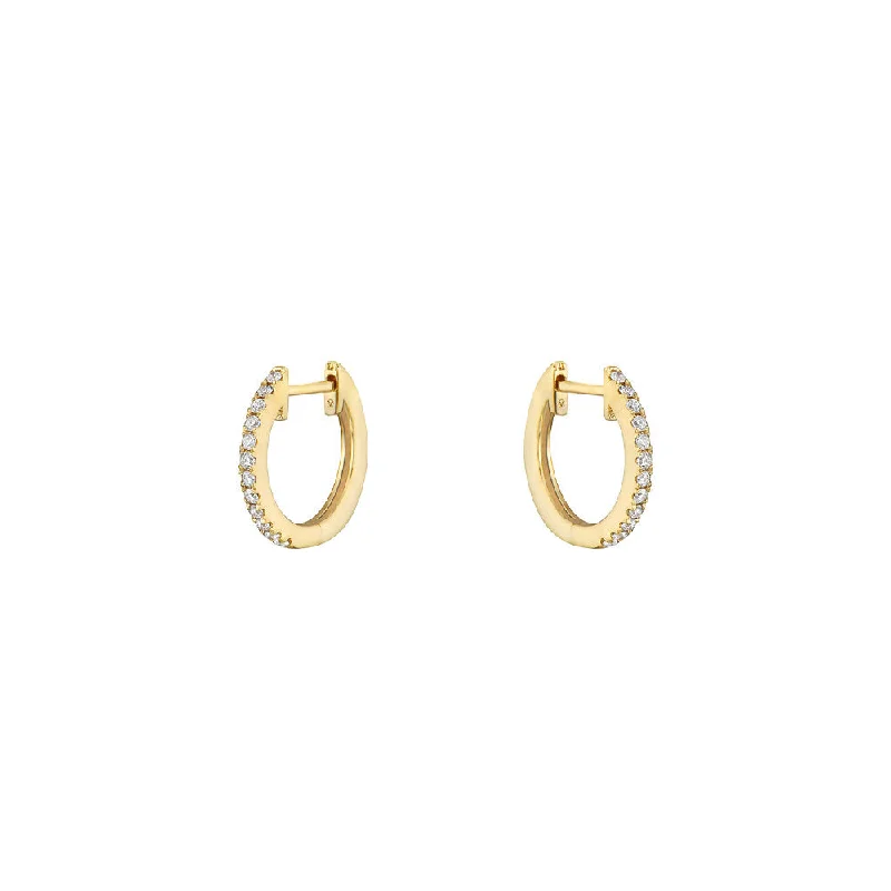 14 Karat Yellow Gold Huggy earrings with diamonds