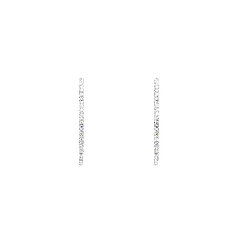 18 Karat White Gold horseshoe diamond hoop earrings