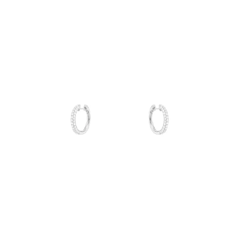 18 Karat White Gold pave diamond hoops