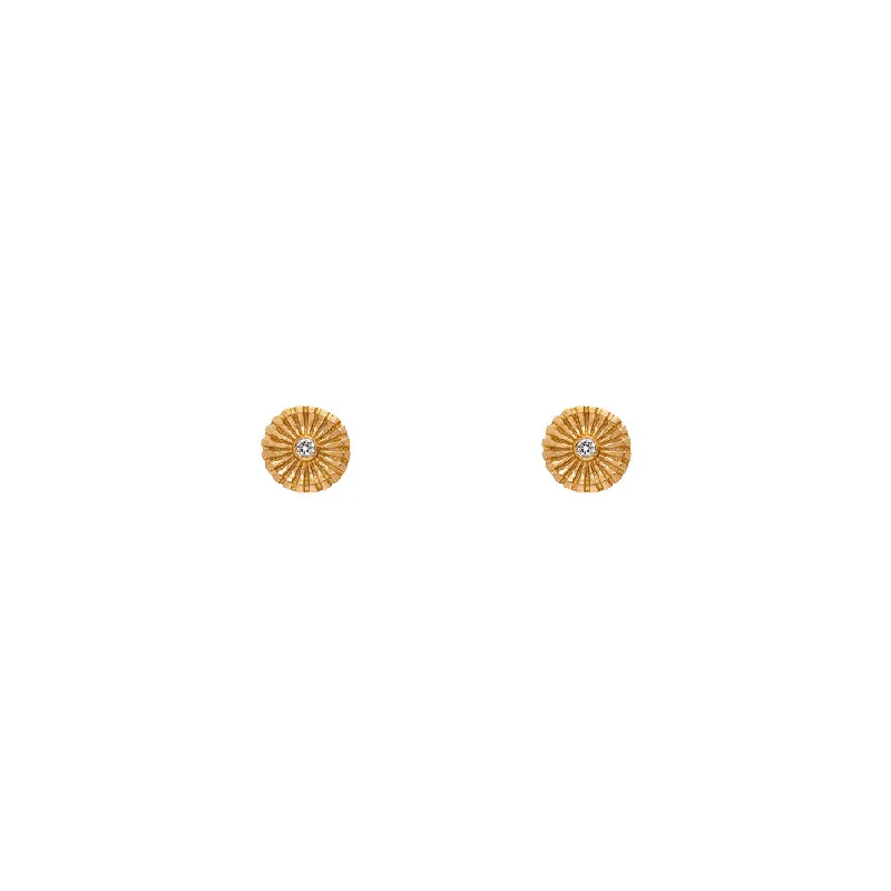 18 Karat Yellow Gold Chakra Stud Earrings with Diamonds