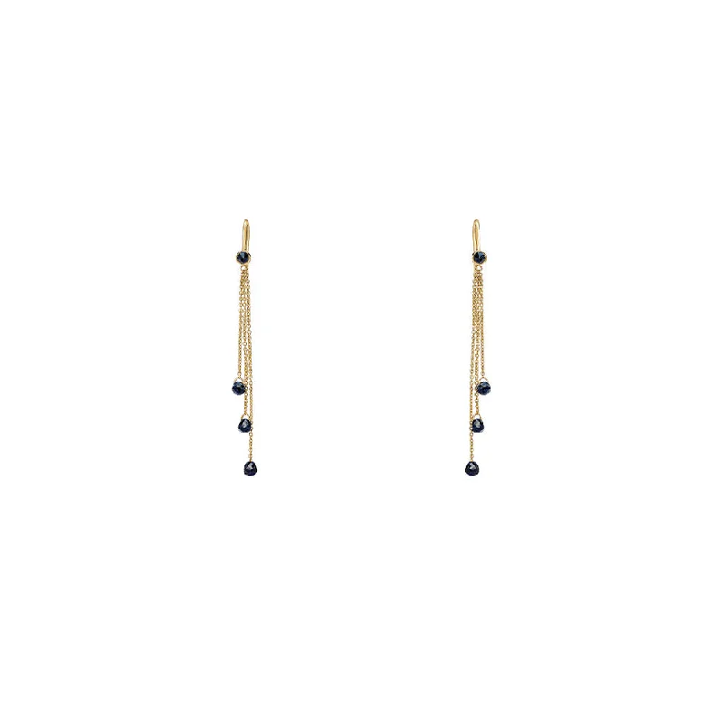 18 Karat Yellow Gold Noir Drop Earrings with Black Diamonds