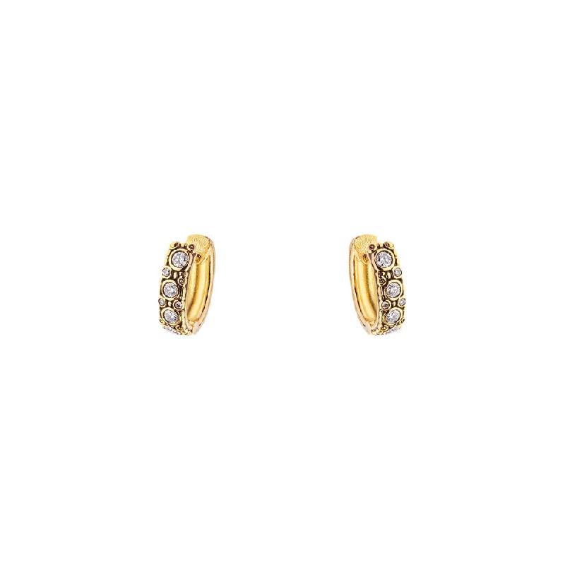 18 karat yellow gold oval hoops with diamonds