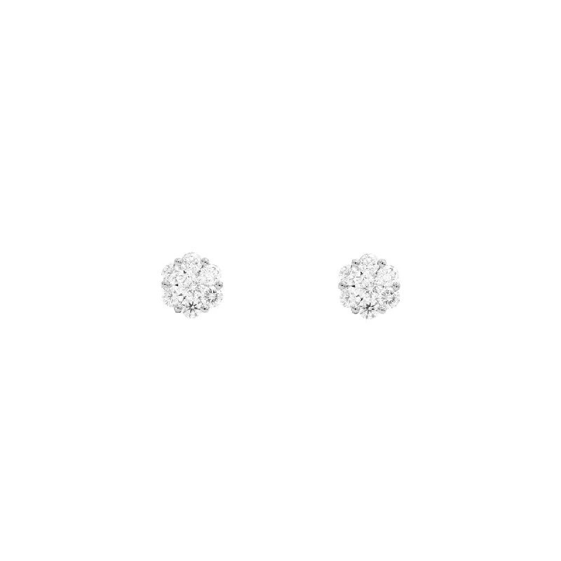 18 Karat White Gold Flower Stud diamond Earrings