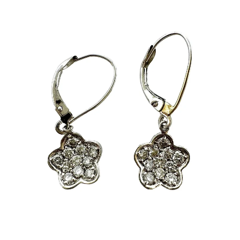 Barry Kronen Diamond Flower Drop Earrings