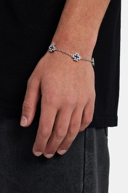 Blue Enamel Cross Motif Bracelet