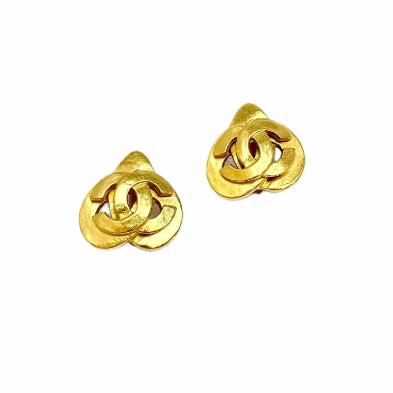 Chanel 24K Gold Plated Vintage Heart Shaped Earrings