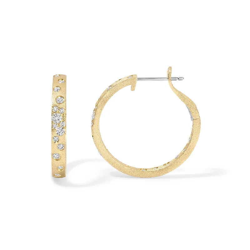 Scattered Diamond Hoop Earrings