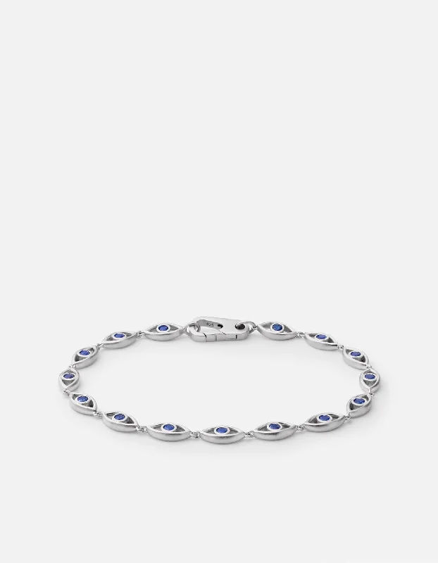 Evil Eye Bracelet, Sterling Silver/Spinels