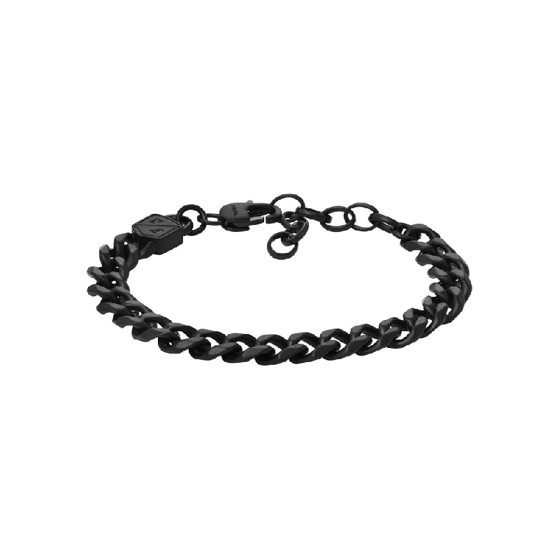 Fossil Black Stainless Steel Jewelry Bold Black 16.5+5cm Bracelet