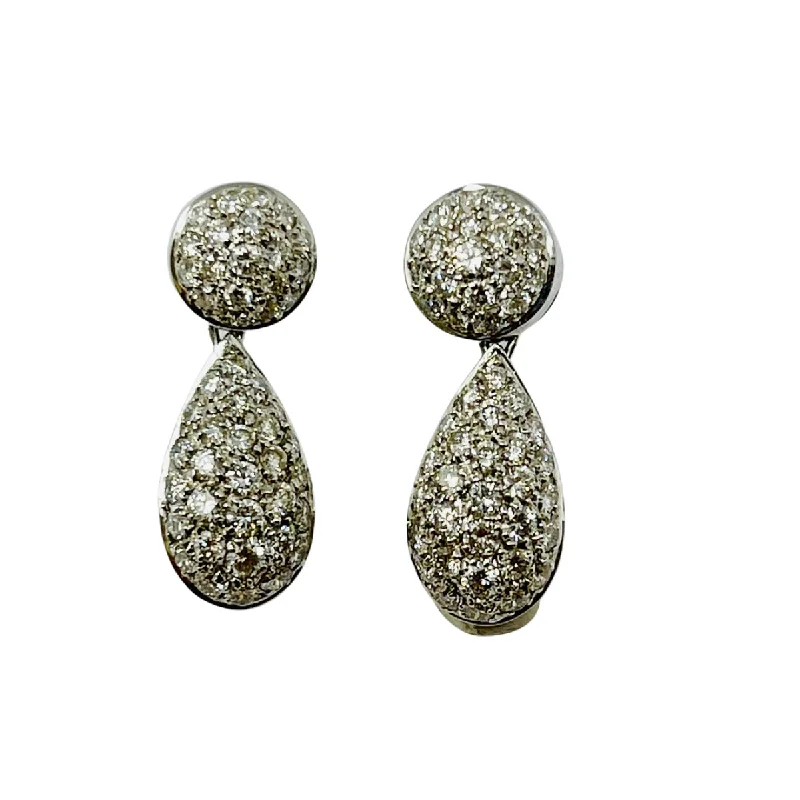 Hasbani 18K White Gold Diamond Drop Earrings