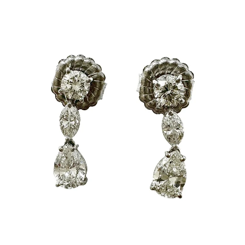 Platinum and 14K/18K Gold Diamond Drop Earrings