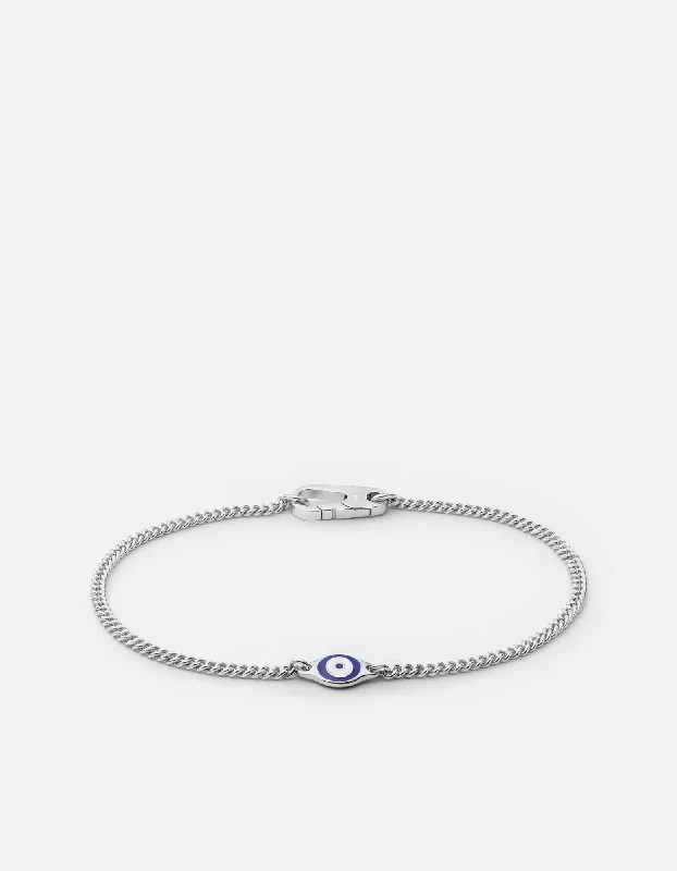 Single Blue Eye Bracelet, Sterling Silver