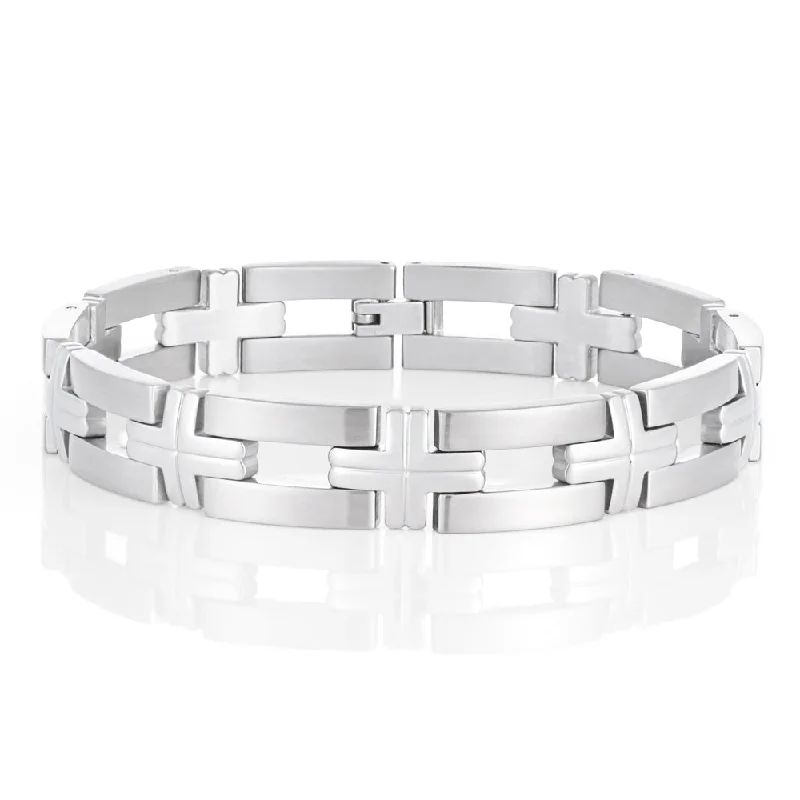 Stainless Steel Cross Patterned Gents Bracelet