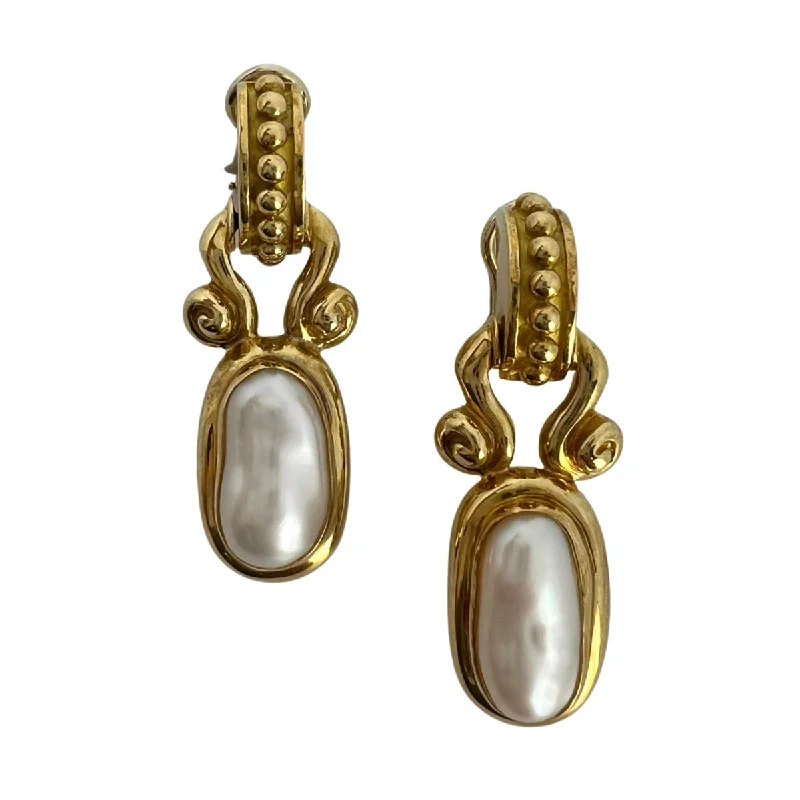 Susan Berman 18K Gold Cultured Pearl Drop Earrings