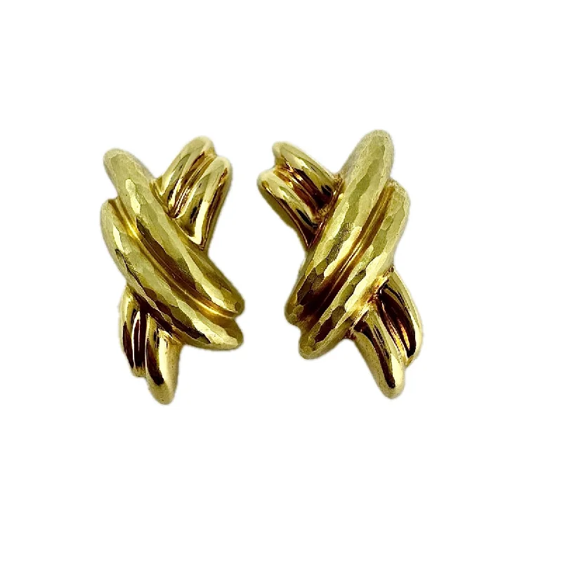 Vendorafa 18K Gold Bright Finished "X" Earrings