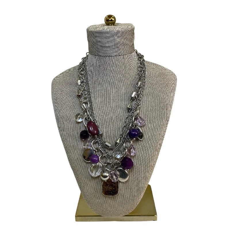 Necklace Statement By Chicos In Purple & Silver