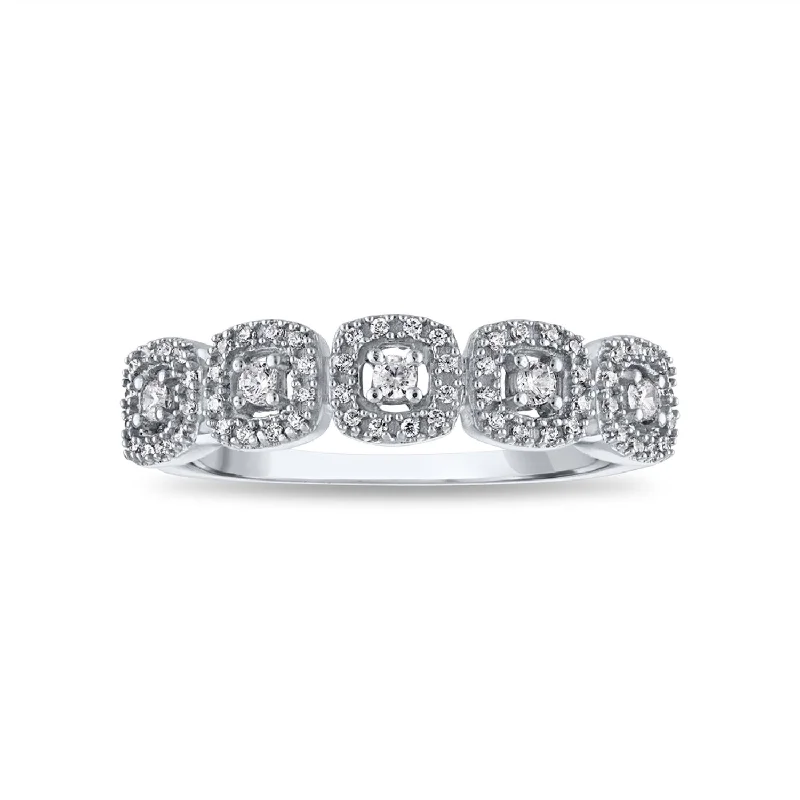 1/4 CTW Diamond Halo Anniversary Ring in 10KT White Gold