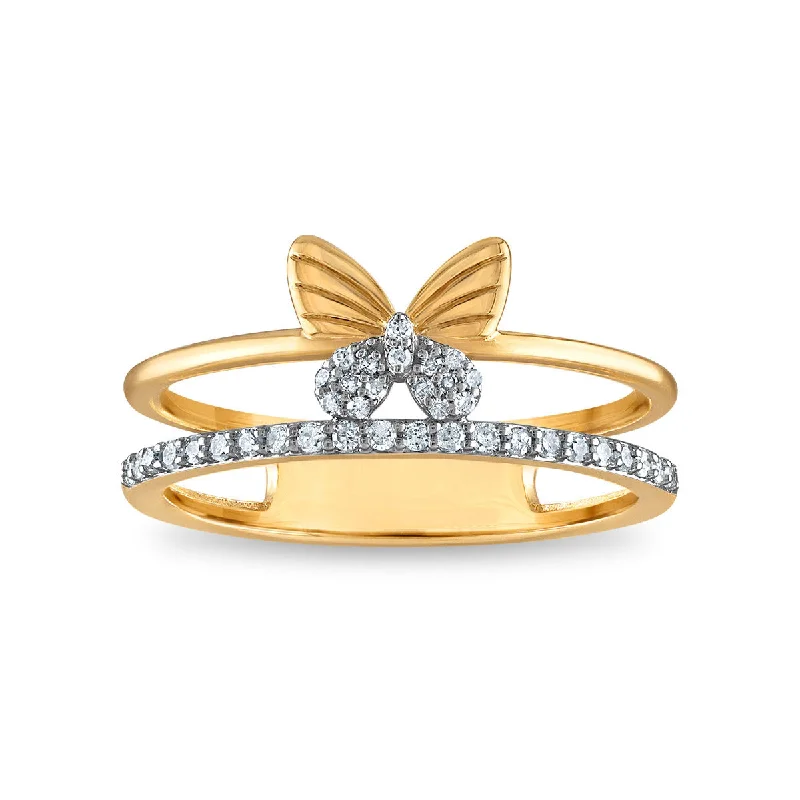 1/7 CTW Diamond Butterfly Ring in 10KT Yellow Gold