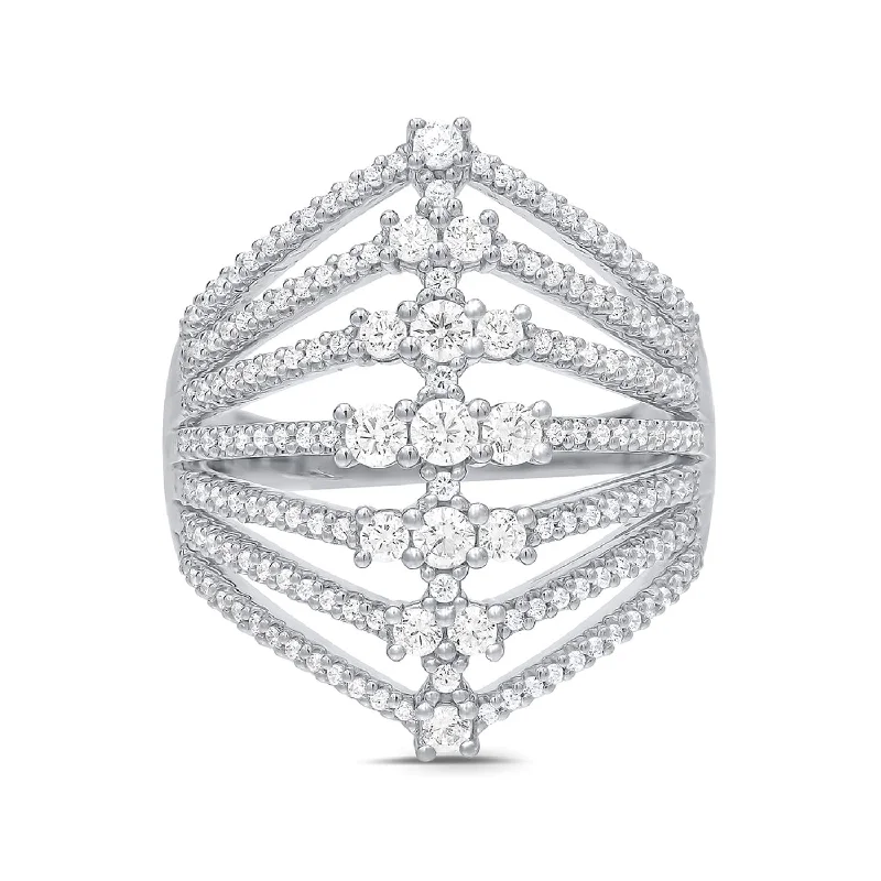 1 CTW Diamond Multi-Row Fashion Ring in 14KT White Gold