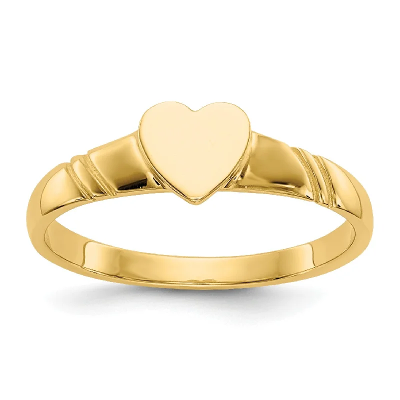 14KT Yellow Gold Childrens Heart Ring; Size 3