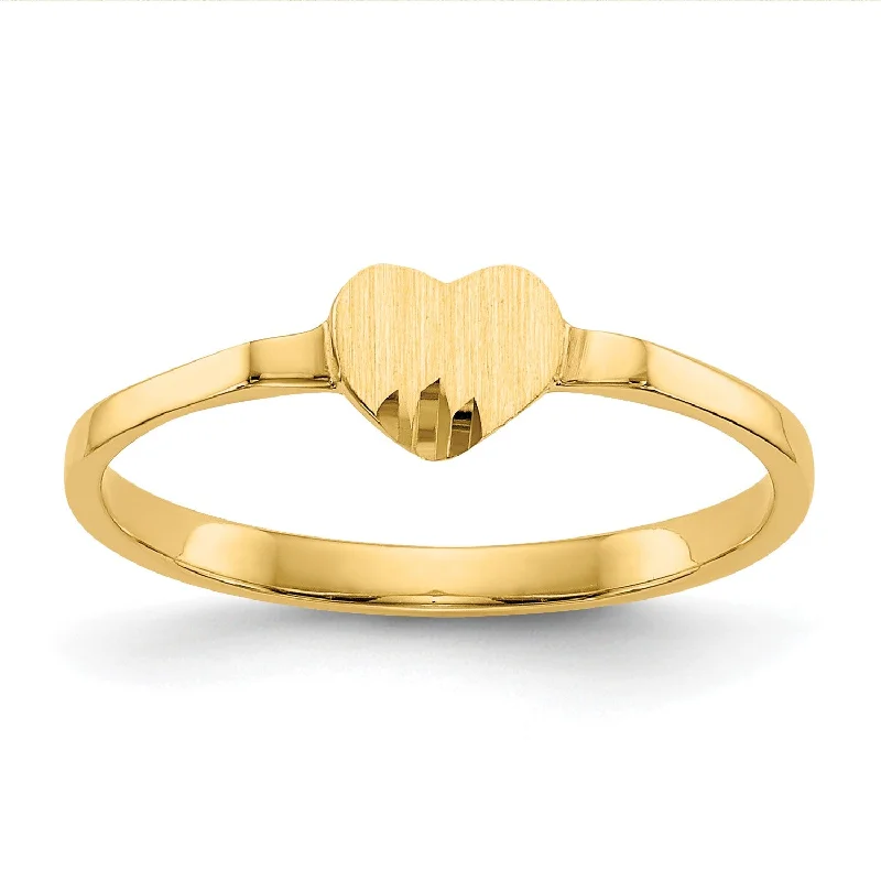 14KT Yellow Gold Childrens Heart Signet Ring; Size 4