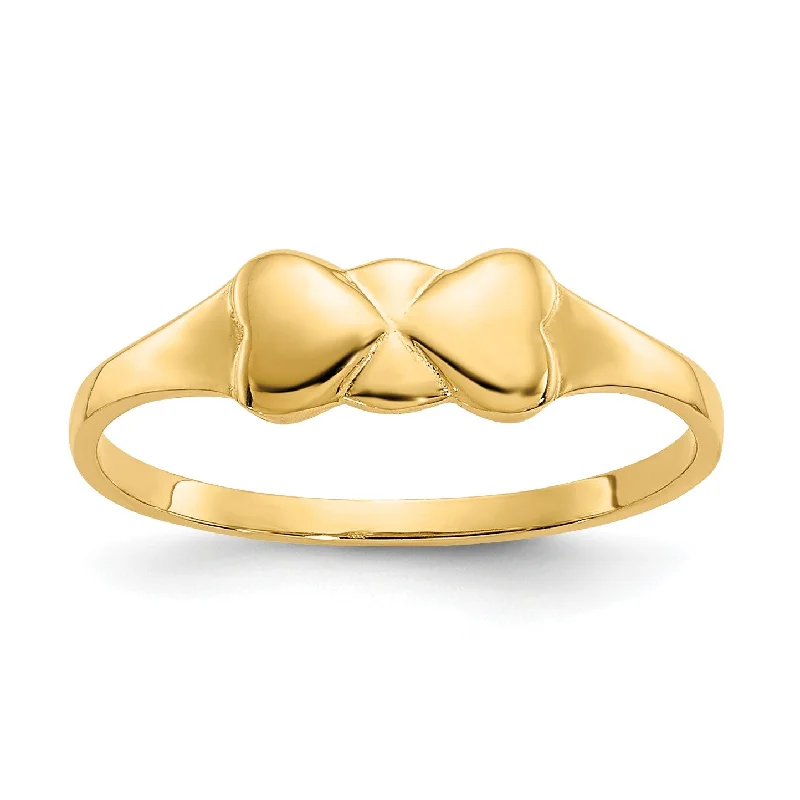 14KT Yellow Gold Heart Baby Ring; Size 2