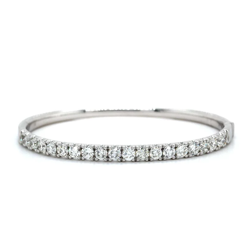 14K White Gold Prong Set Diamond Bangle Bracelet