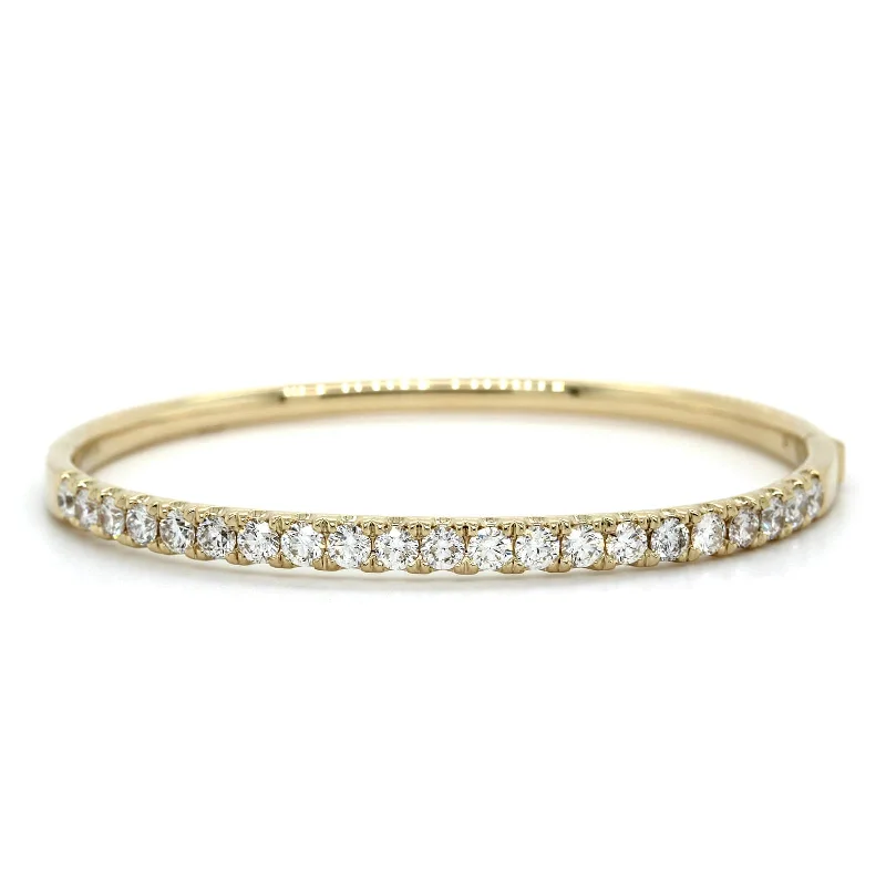 14K Yellow Gold Prong Set Diamond Bangle