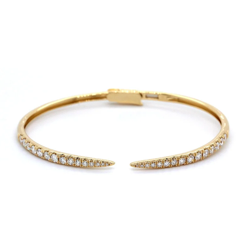 14K Yellow Gold Diamond Claw Cuff Bangle