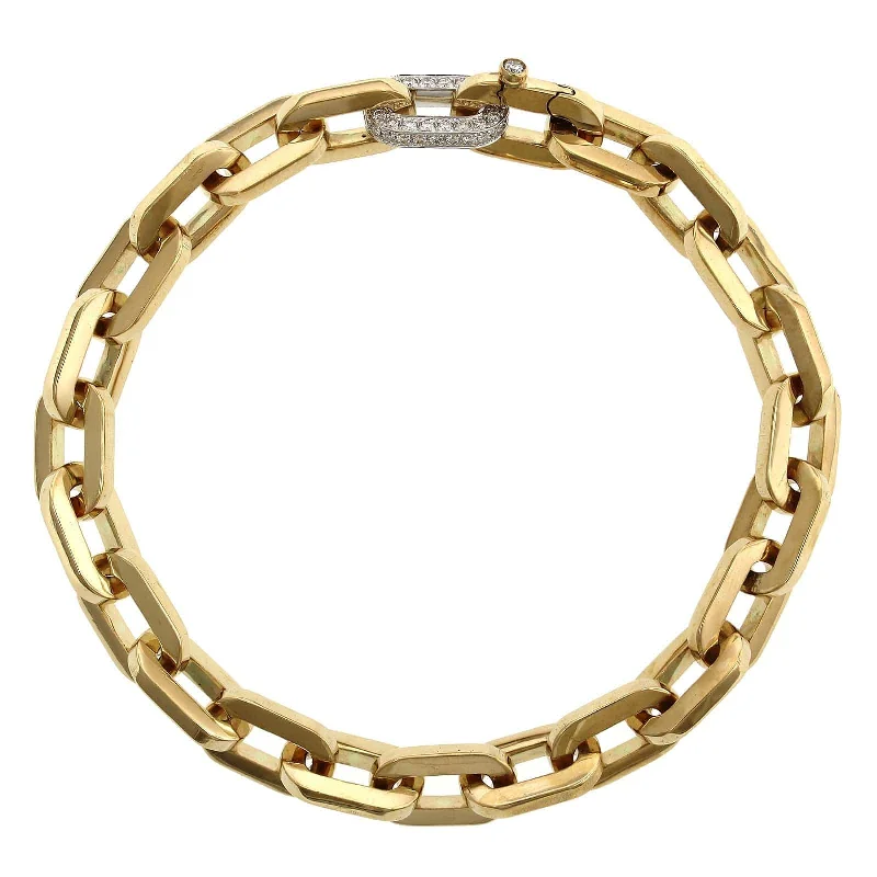 18K Yellow Gold Diamond Square Link Bracelet