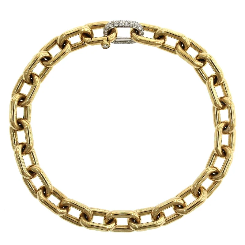 18K Yellow Gold Diamond Elongated Link Bracelet