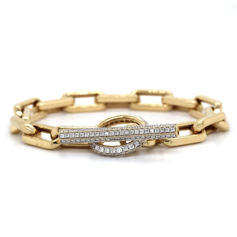 14K Yellow Gold  Diamond Toggle Paperclip Bracelet