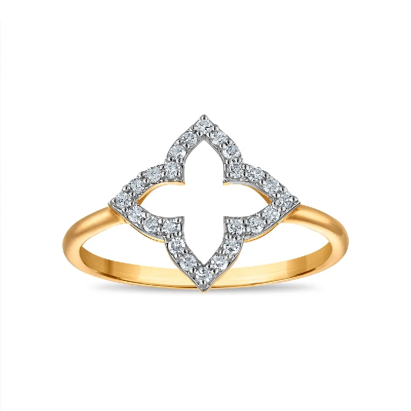 Diamond Clover Ring in 10KT Yellow Gold