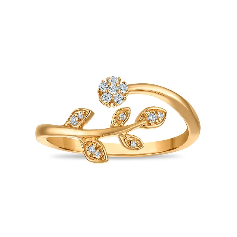 Diamond Leaf Fashion Ring in 10KT Yellow Gold