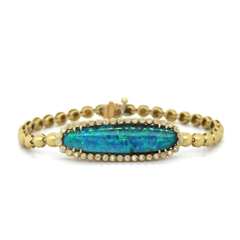 Suzy Landa 18K Yellow Gold Opal and Diamond Bracelet