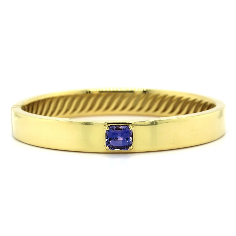 18K Yellow Gold Purple Sapphire Bangle