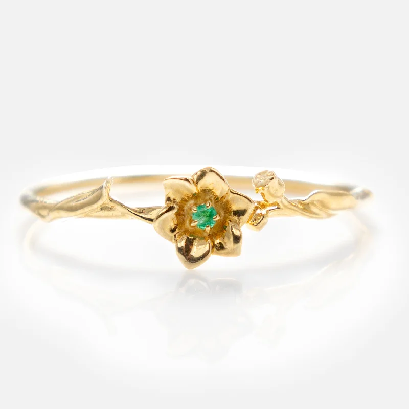 Solid Gold Birth Flower Ring