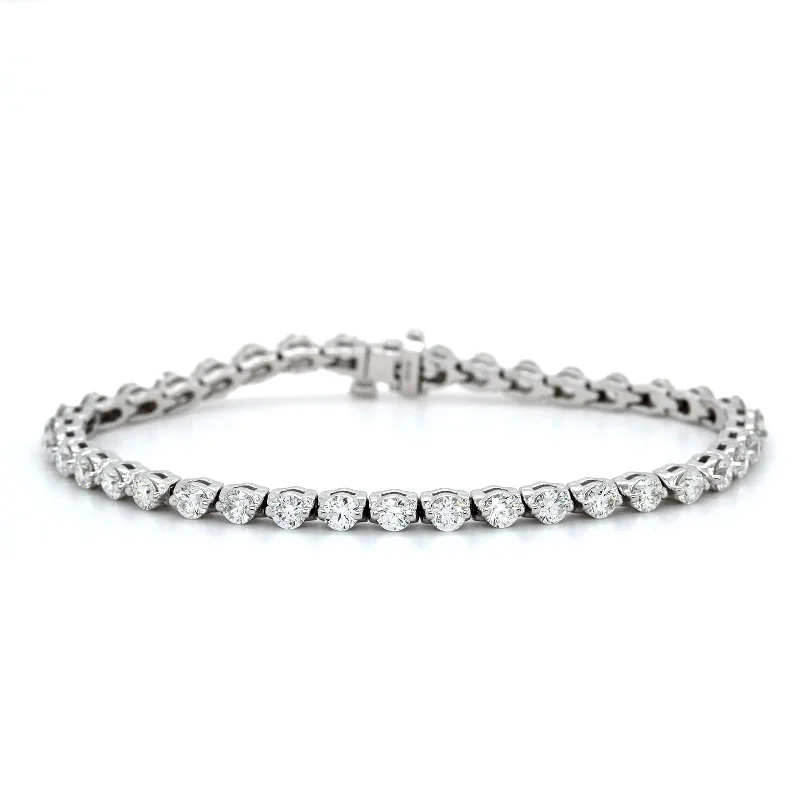 18K White Gold Single Prong Diamond Tennis Bracelet