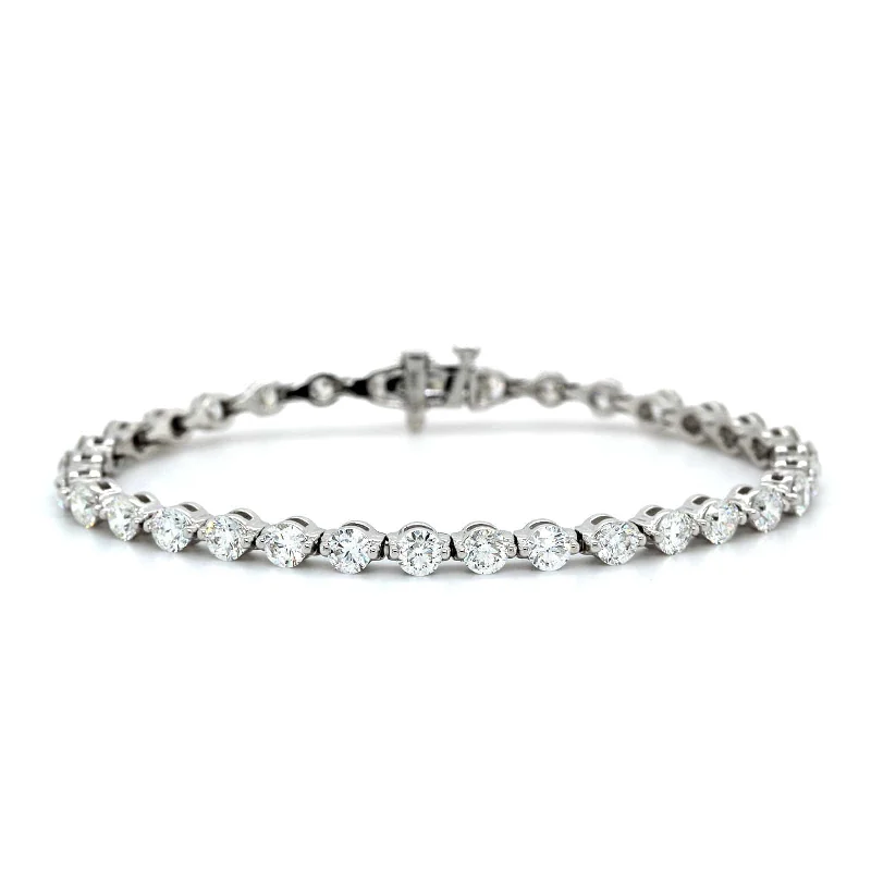 18K White Gold Single Prong Diamond Tennis Bracelet