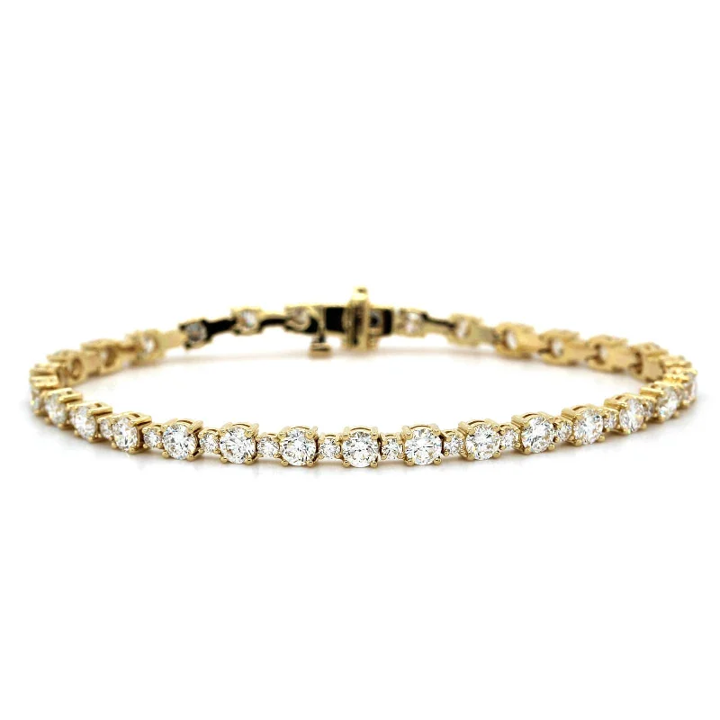 18K Yellow Gold Diamond Alternating Size Tennis Bracelet