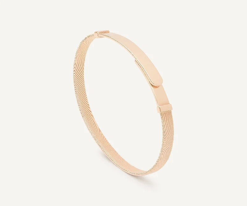 18K Rose Gold Coil Bangle Bracelet, Thin