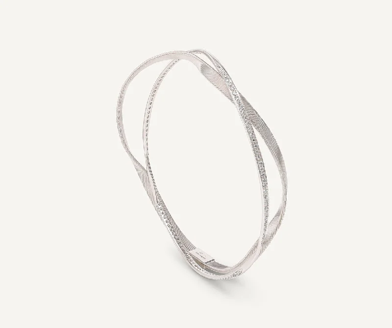 18K White Gold 2-Strand Bangle With Diamonds