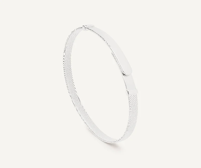 18K White Gold Coil Bangle Bracelet, Thin