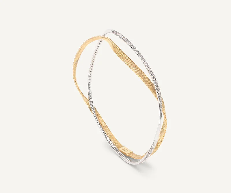 18K Yellow Gold 2-Strand Bangle With Diamonds