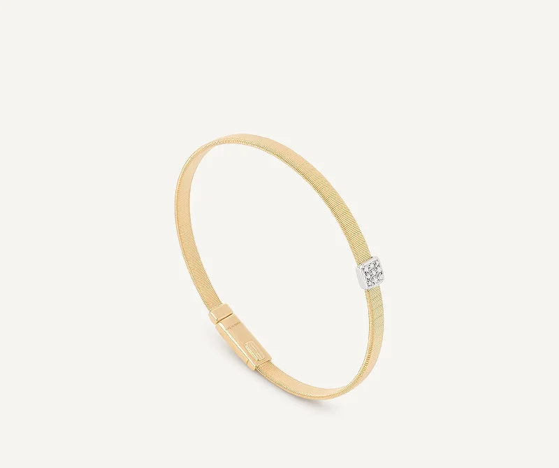 18K Yellow Gold Medium Stackable Bracelet With Diamonds